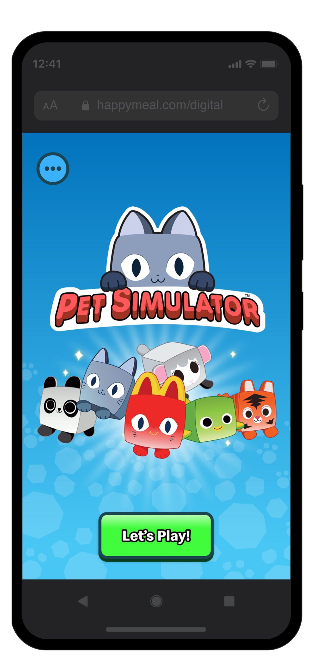 A phone screen with the Pet Simulator digital game