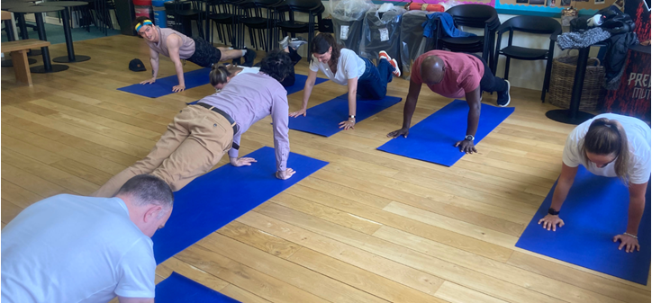 People practicing yoga